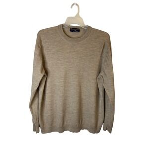 Hart Schaffner Marx Men XXL Tan Extra Fine Merino Wool CrewNeck Pullover Sweater